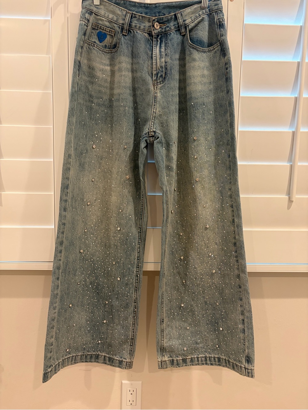 Aelfric Eden Rhinestone Baggy Wide-Leg Jeans SZ 30